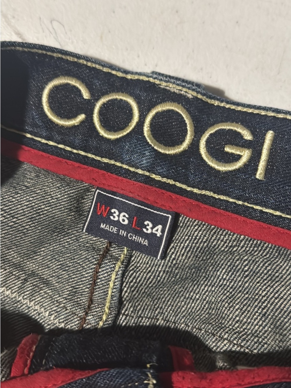 COOGI Men's Dark Blue Embroidered Back-Pocket Jeans
